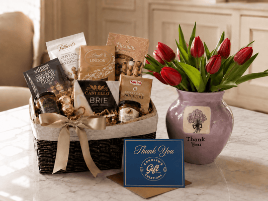Cozy thank-you gift scene with treats