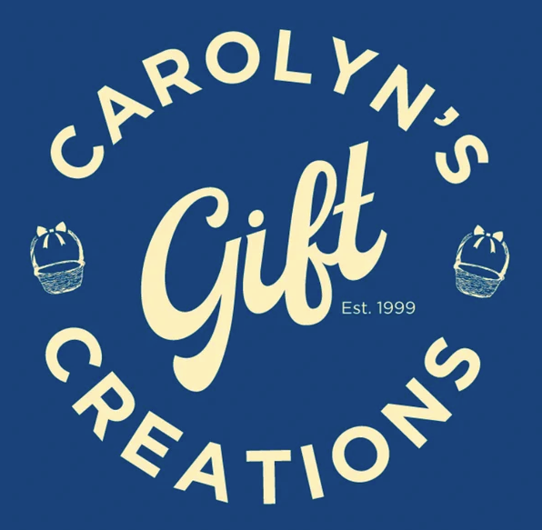 Logo of Carolyn's Gift Creations with a blue background