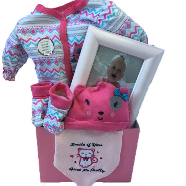 Baby Girl Hugs Basket at Carolyns Gift Creations